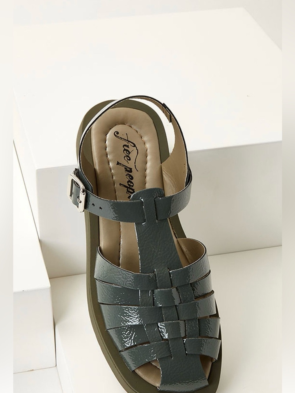 Free People Finn Fisherman Platform Sandals in Sea Serpent Green Sz 40 - Picture 2 of 9